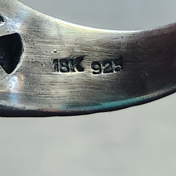 ELEGANZA Smoky Quartz, Diamonds, 925 Silver, 18K Gold ring, size 6, preloved - Picture 7 of 8